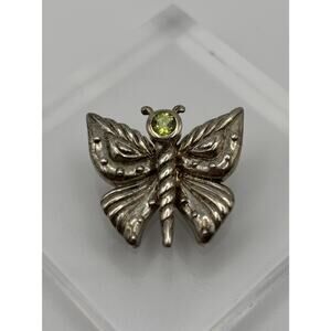 JUDITH RIPKA Sterling Silver 925 vermeil & Peridot Small Butterfly Brooch Pin